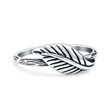 Leaf Oxidized Band Solid 925 Sterling Silver Thumb Ring (7mm)